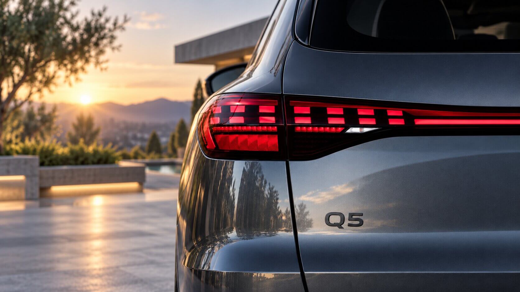 Audi Q5 o wschodzie słońca